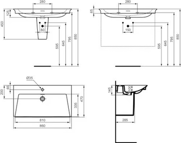 LA DOLCE VITA - E262901 - Single ceramic washbasin with overflow by Ideal Standard - view 3